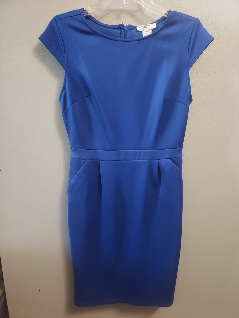Suzy Shier Cobalt Cap Sleeve Sheath Dress